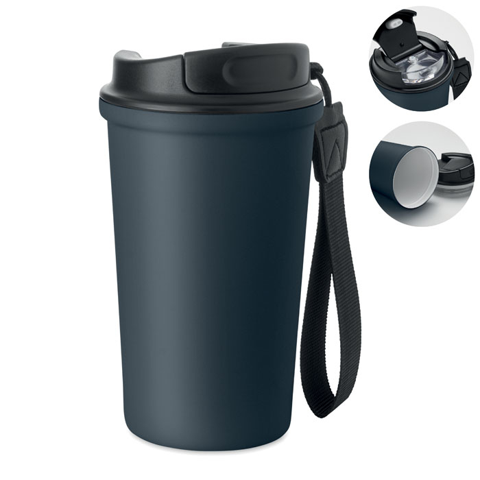 Gobelet 400 ml personnalisable anti-fuite Nakano Bleu marine